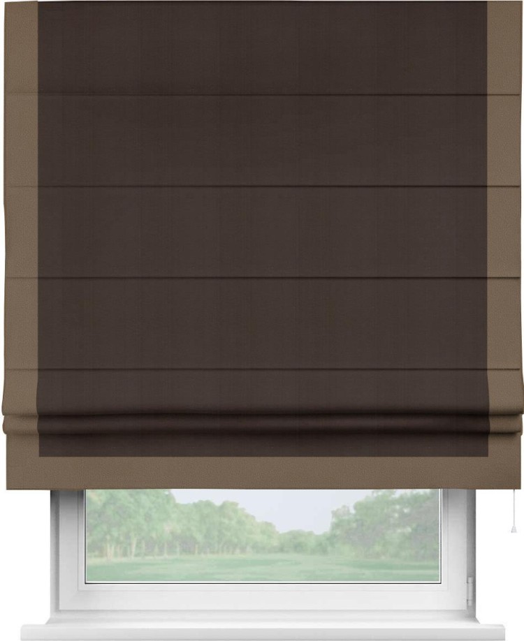 Римская штора «Кортин» с кантом Виктория, для проема, ткань блэкаут однотонный тёмно-коричневый