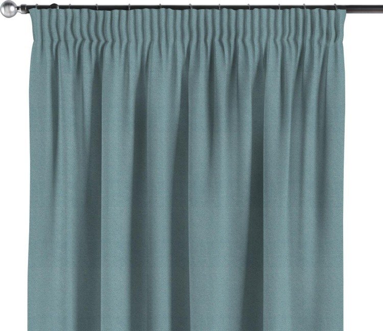 Комплект штор на тесьме «Карандаш», ткань блэкаут с блеском синий